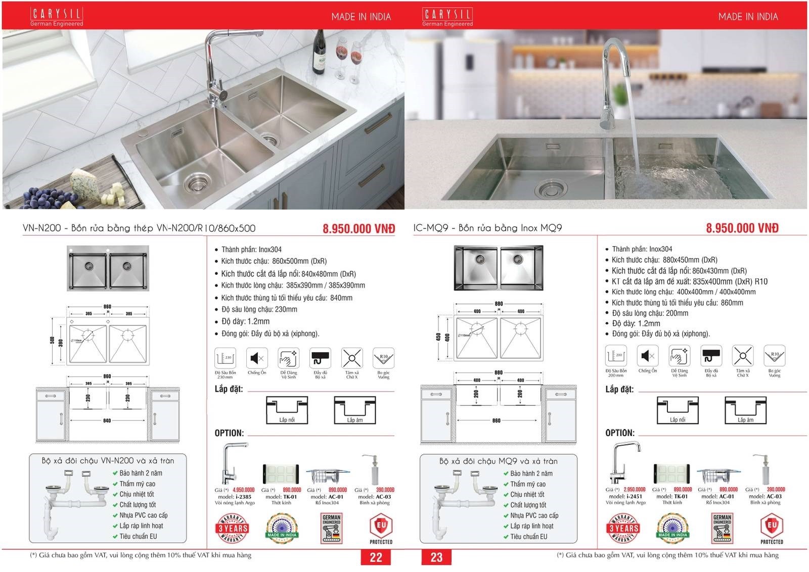 Bồn rửa chén CARYSIL Catalogue và Bảng giá mới nhất /Page 12